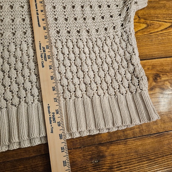 APT.9 Women's Open Knit Cap Sleeve Sweater Top Beige Medium Boho Chunky Textured - Picture 5 of 6